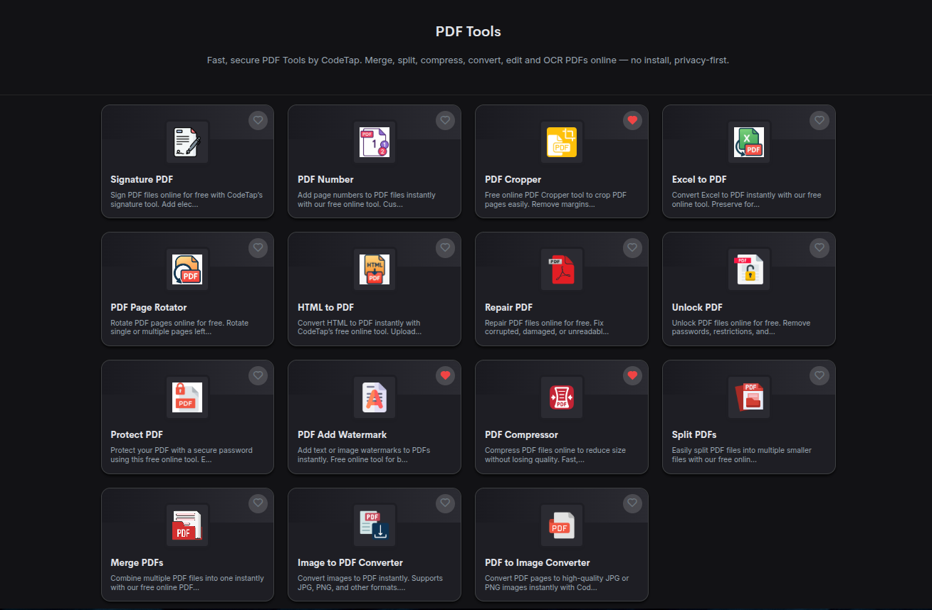 CodeTap PDF Category Tools