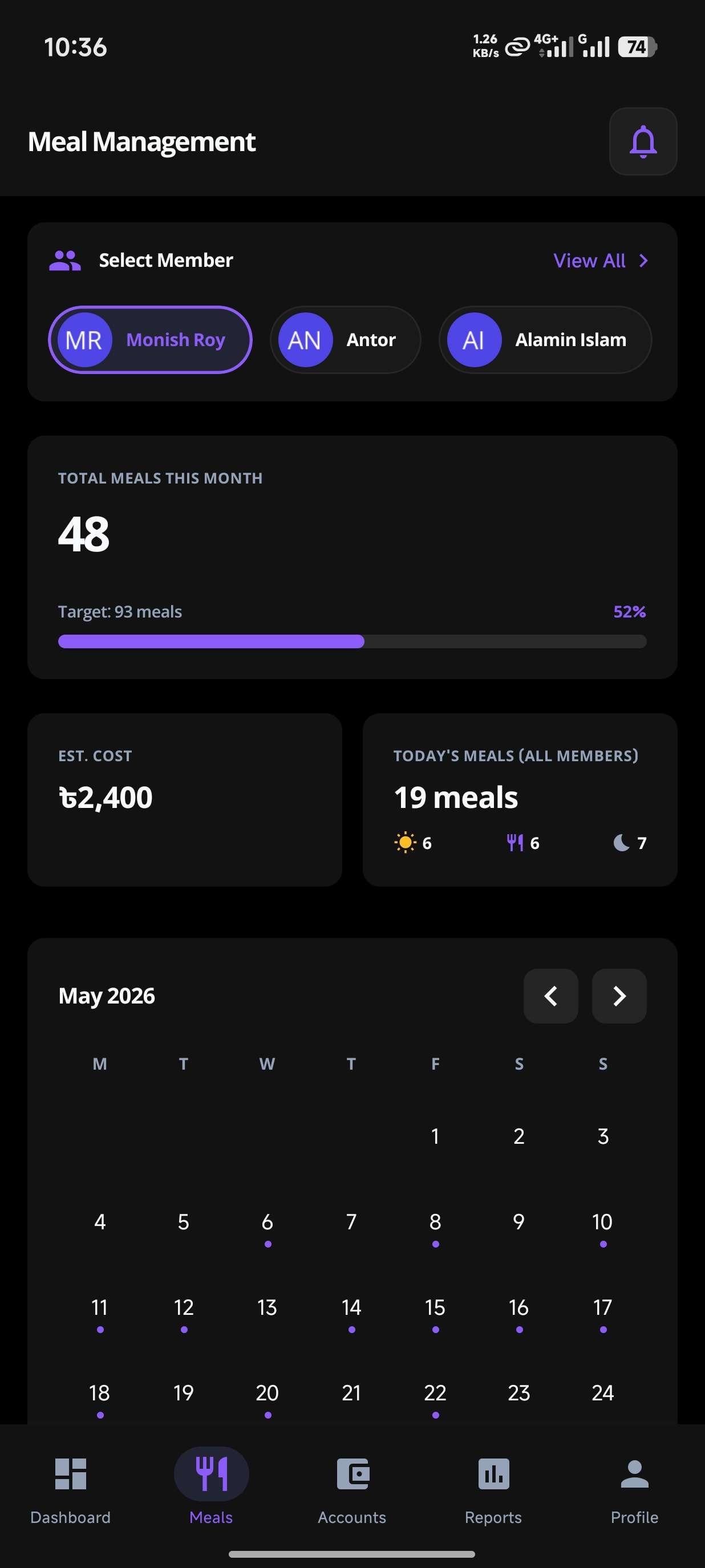 Meal Attendance